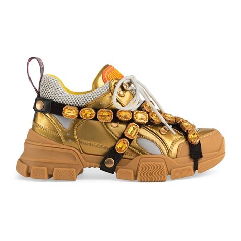 gucci flashtrek sneakers with crystals|Gucci jeweled sneakers price.